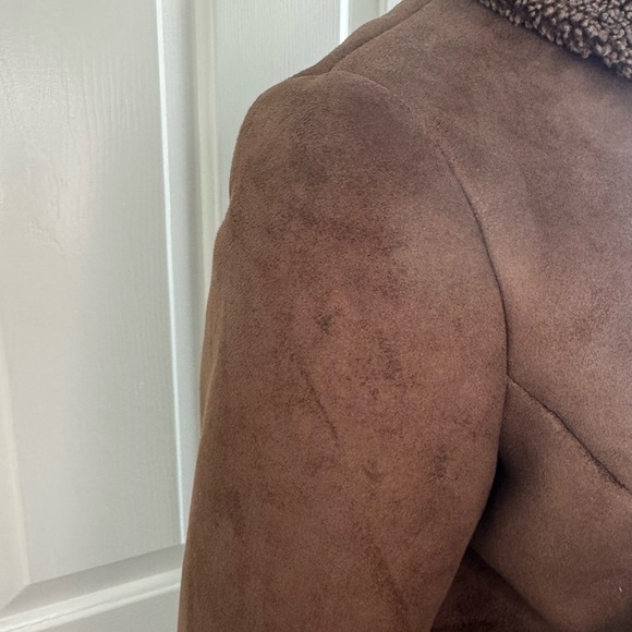 LANDS' END BROWN BUTTON FAUX FUR JACKET SIZE M. - Picture 4 of 16